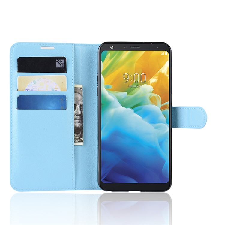 Litchi Skin Wallet Leather Stand Casing for LG Stylo 5 - Baby Blue-4