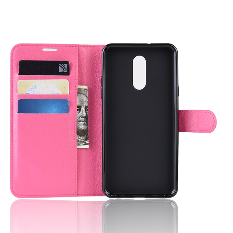 Litchi Skin Wallet Leather Stand Casing for LG Stylo 5 - Rose-3