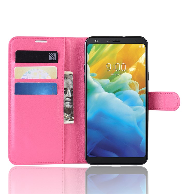 Litchi Skin Wallet Leather Stand Casing for LG Stylo 5 - Rose-4