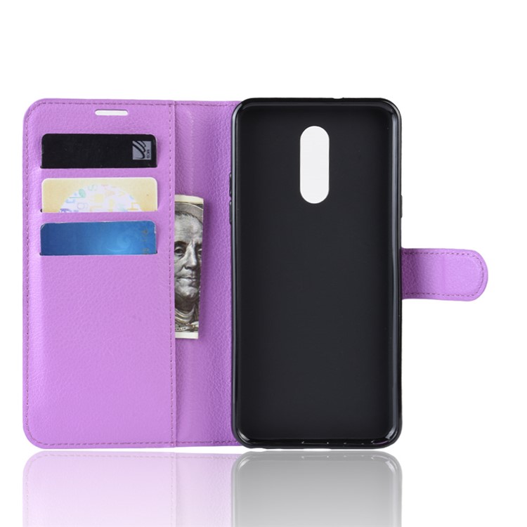 Litchi Skin Wallet Leather Stand Casing for LG Stylo 5 - Purple-3