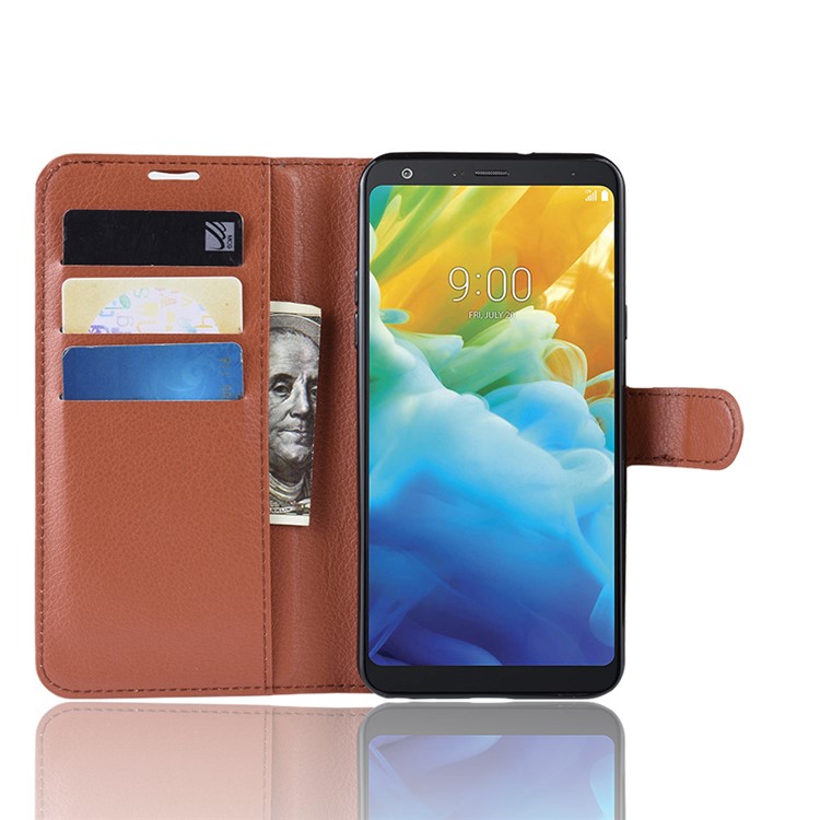 Litchi Skin Wallet Leather Stand Casing for LG Stylo 5 - Brown-4
