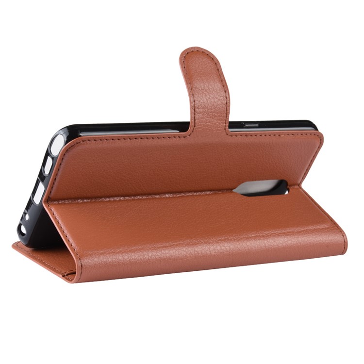 Litchi Skin Wallet Leather Stand Casing for LG Stylo 5 - Brown-5