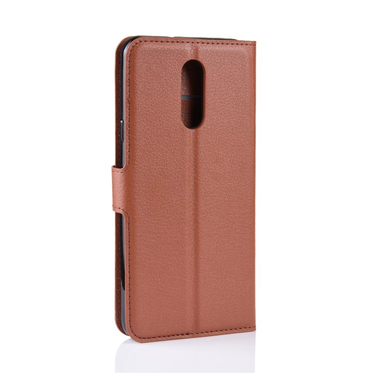 Litchi Skin Wallet Leather Stand Casing for LG Stylo 5 - Brown-6