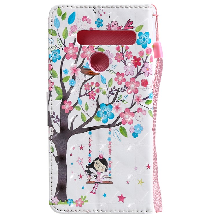 Light Spot Decor Patterned Leather Wallet Case for LG G8 ThinQ - Flowered Tree-3