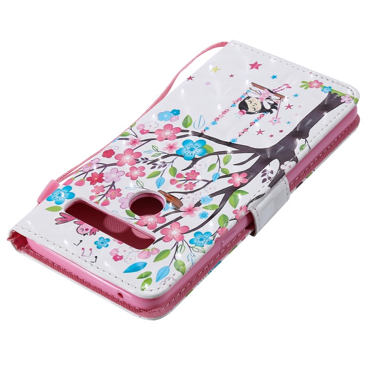 Light Spot Decor Patterned Leather Wallet Case for LG G8 ThinQ - Flowered Tree-6