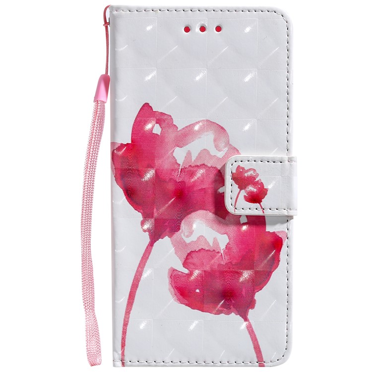 Light Spot Decor Patterned Leather Wallet Case for LG G8 ThinQ - Vivid Flowers-2