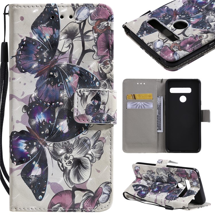 Light Spot Decor Patterned Leather Wallet Case for LG G8 ThinQ - Butterfly Pattern-1