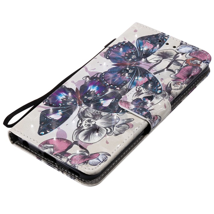 Light Spot Decor Patterned Leather Wallet Case for LG G8 ThinQ - Butterfly Pattern-5