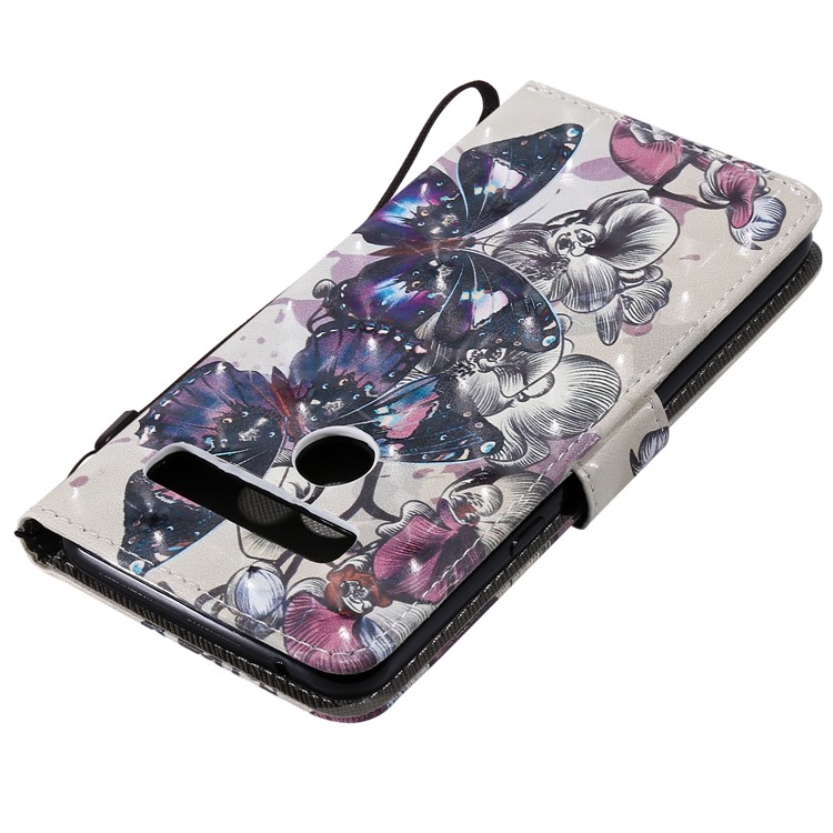 Light Spot Decor Patterned Leather Wallet Case for LG G8 ThinQ - Butterfly Pattern-6