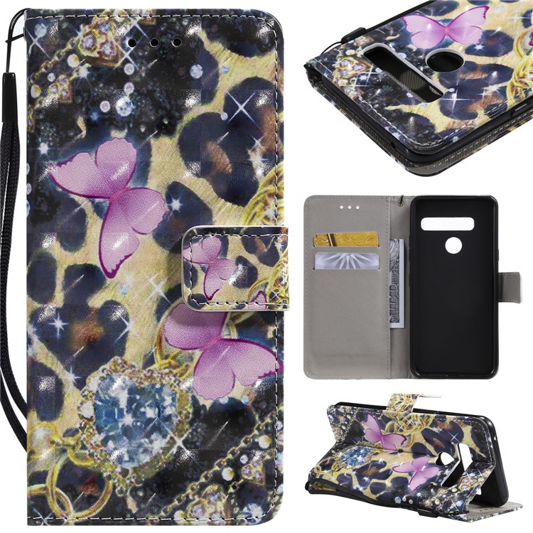 Light Spot Decor Patterned Leather Wallet Case for LG G8 ThinQ - Elegant Butterfly-1