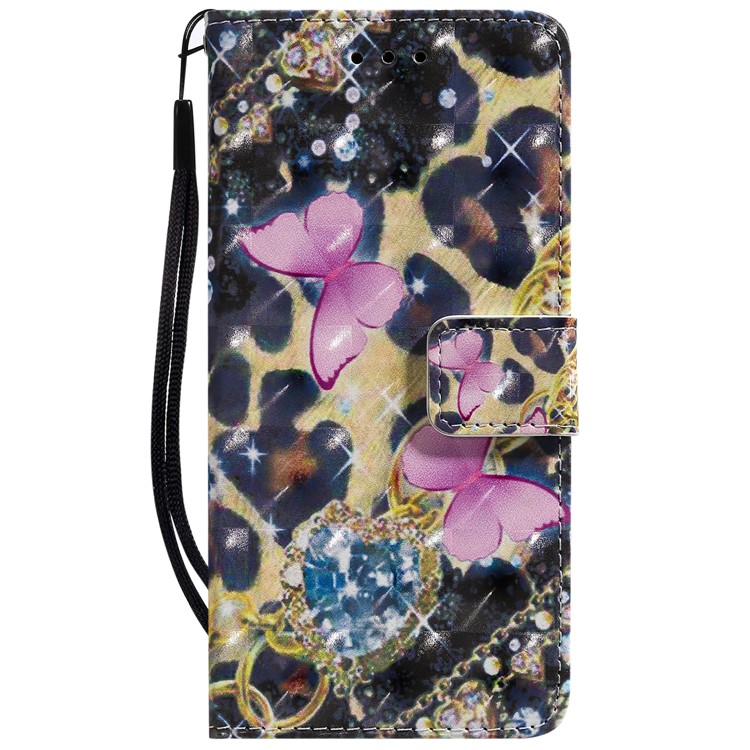 Light Spot Decor Patterned Leather Wallet Case for LG G8 ThinQ - Elegant Butterfly-2