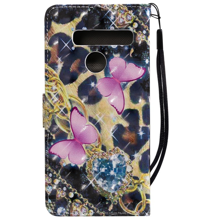 Light Spot Decor Patterned Leather Wallet Case for LG G8 ThinQ - Elegant Butterfly-3