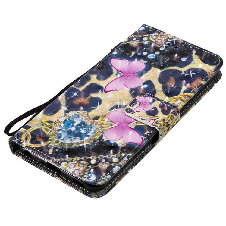 Light Spot Decor Patterned Leather Wallet Case for LG G8 ThinQ - Elegant Butterfly-5