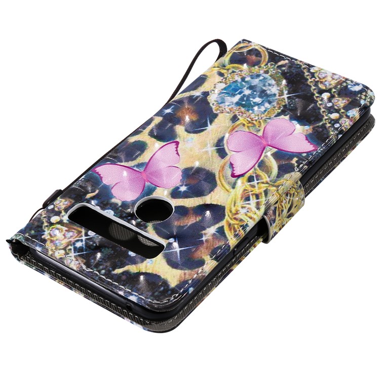 Light Spot Decor Patterned Leather Wallet Case for LG G8 ThinQ - Elegant Butterfly-6