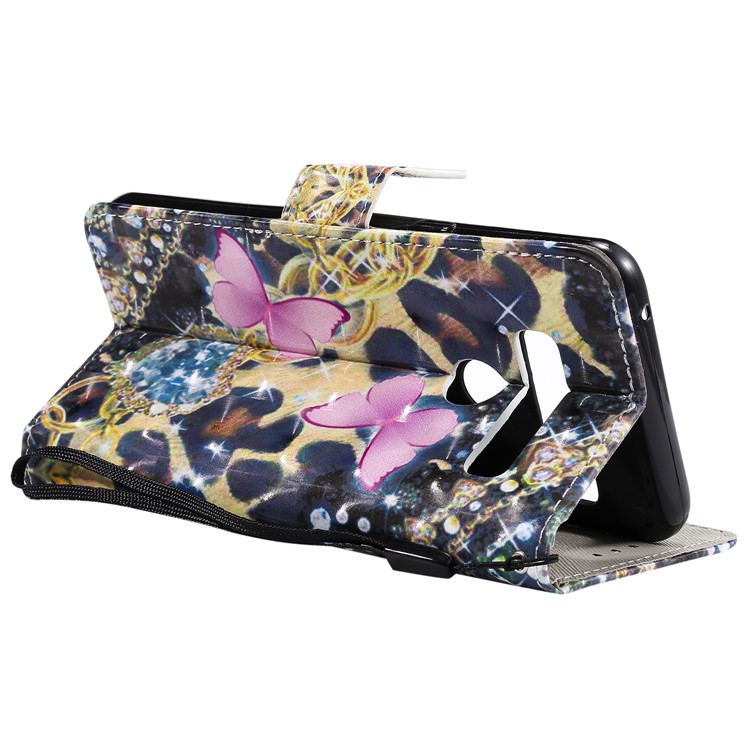 Light Spot Decor Patterned Leather Wallet Case for LG G8 ThinQ - Elegant Butterfly-8
