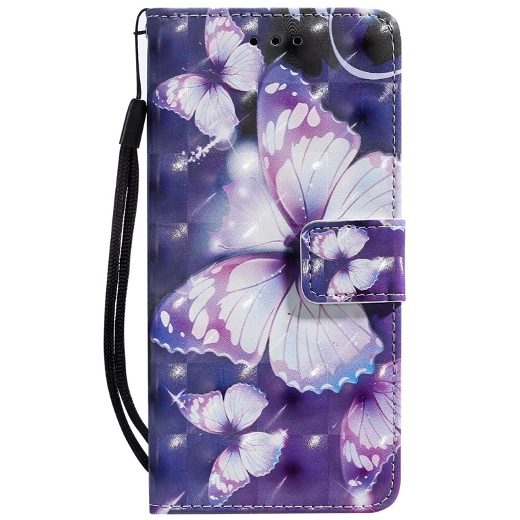 Light Spot Decor Patterned Leather Wallet Case for LG G8 ThinQ - Purple Butterflies-2