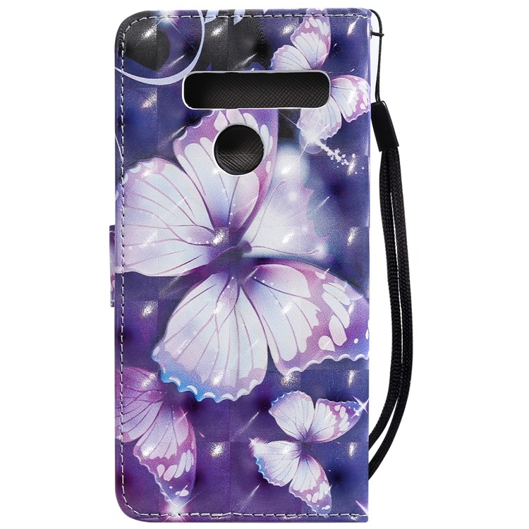 Light Spot Decor Patterned Leather Wallet Case for LG G8 ThinQ - Purple Butterflies-3