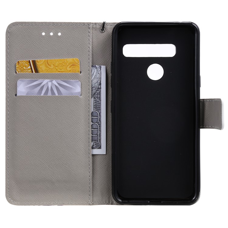Light Spot Decor Patterned Leather Wallet Case for LG G8 ThinQ - Purple Butterflies-4