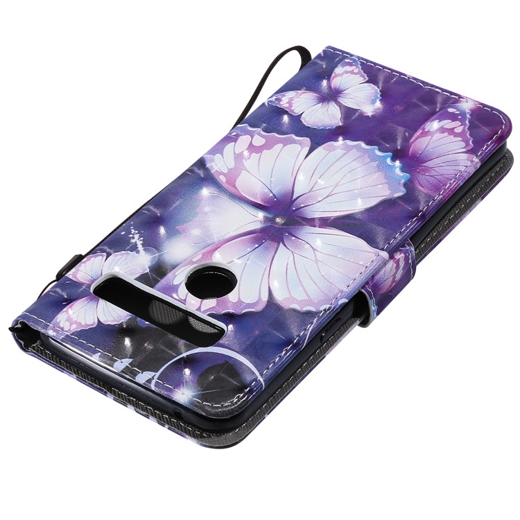 Light Spot Decor Patterned Leather Wallet Case for LG G8 ThinQ - Purple Butterflies-6