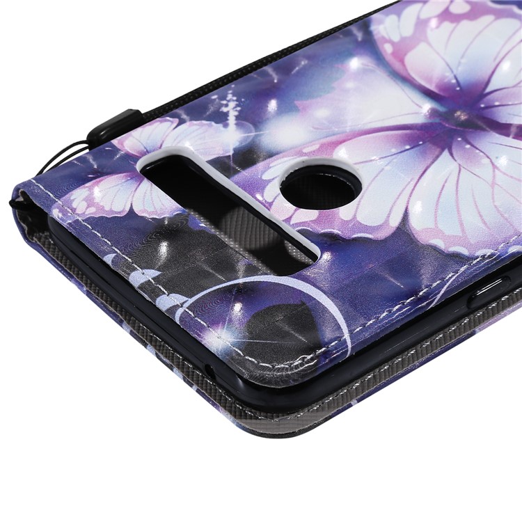 Light Spot Decor Patterned Leather Wallet Case for LG G8 ThinQ - Purple Butterflies-7