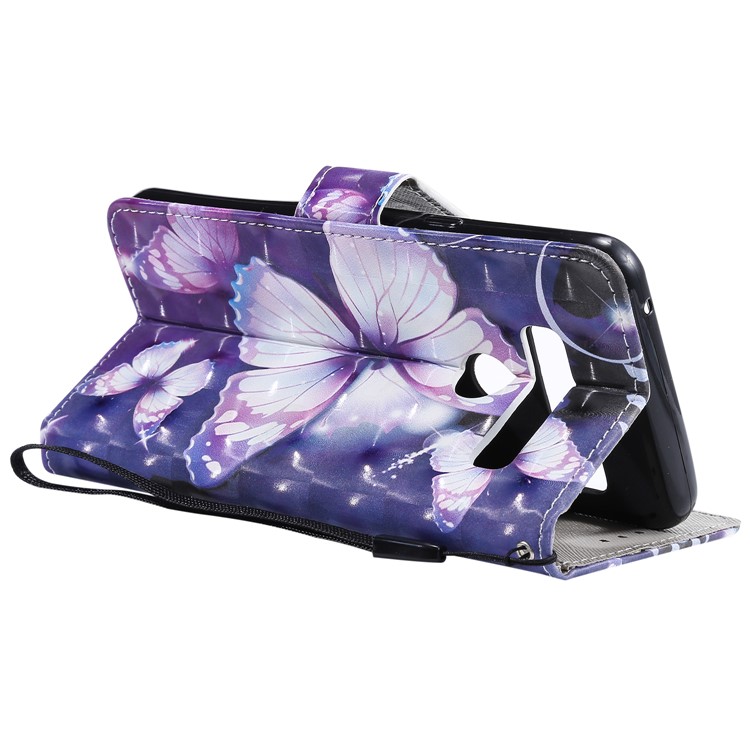 Light Spot Decor Patterned Leather Wallet Case for LG G8 ThinQ - Purple Butterflies-8