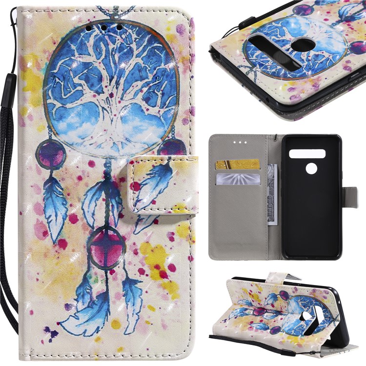Light Spot Decor Patterned Leather Wallet Case for LG G8 ThinQ - Dream Catcher-1
