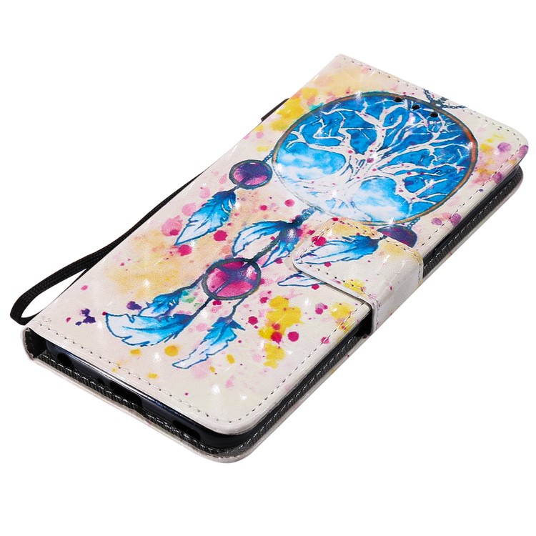 Light Spot Decor Patterned Leather Wallet Case for LG G8 ThinQ - Dream Catcher-5