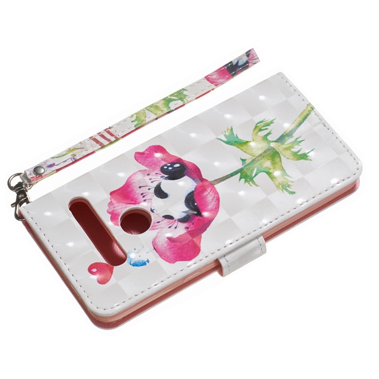 Light Spot Decor Patterned Leather Wallet Case for LG G8 ThinQ - Panda on Flower-10