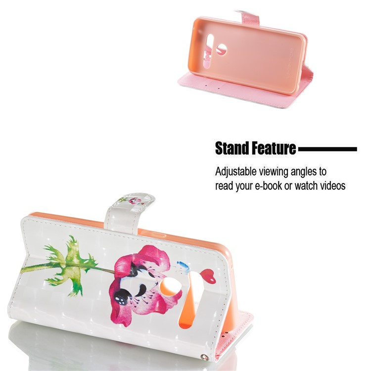Light Spot Decor Patterned Leather Wallet Case for LG G8 ThinQ - Panda on Flower-2