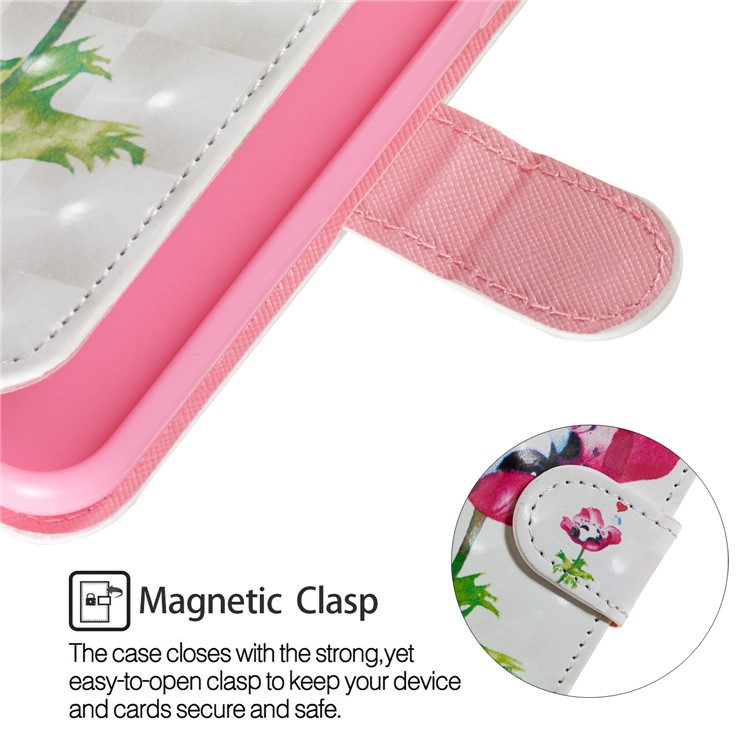 Light Spot Decor Patterned Leather Wallet Case for LG G8 ThinQ - Panda on Flower-3