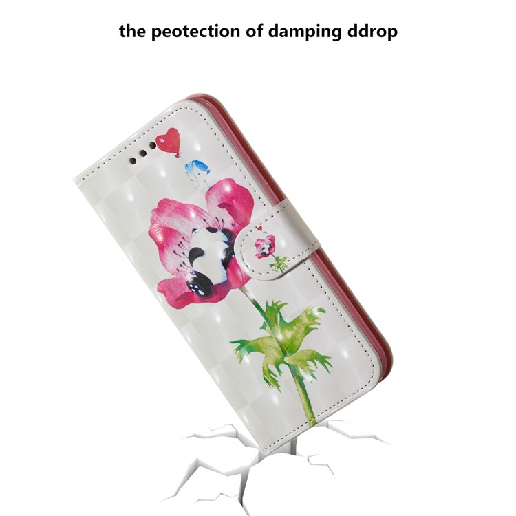 Light Spot Decor Patterned Leather Wallet Case for LG G8 ThinQ - Panda on Flower-4