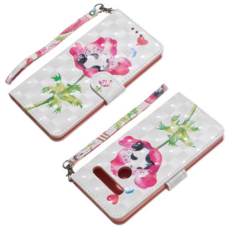 Light Spot Decor Patterned Leather Wallet Case for LG G8 ThinQ - Panda on Flower-5