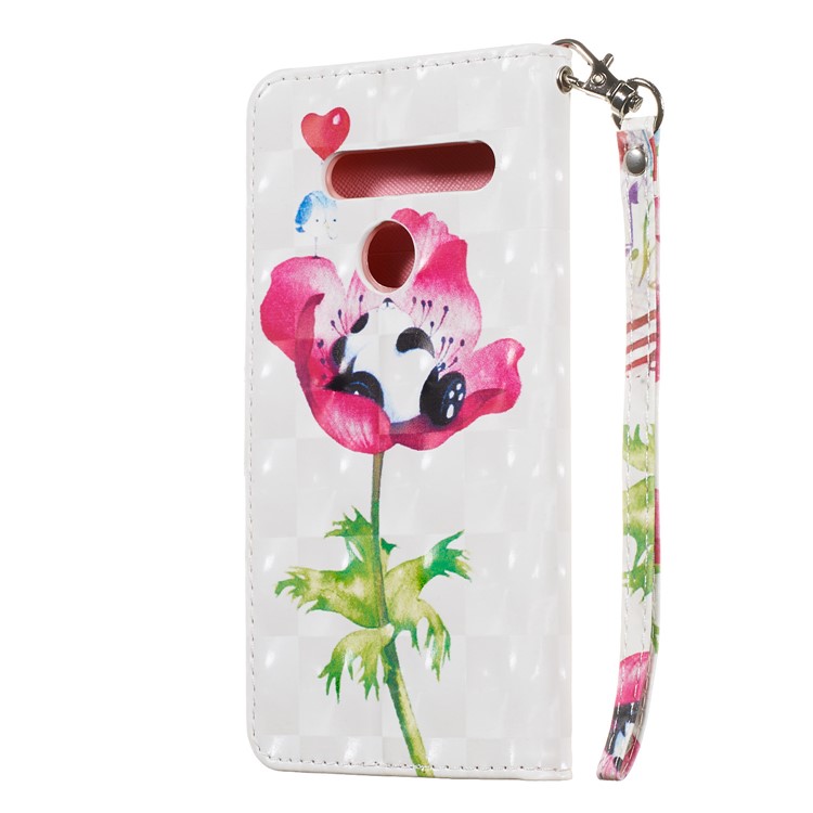 Light Spot Decor Patterned Leather Wallet Case for LG G8 ThinQ - Panda on Flower-8