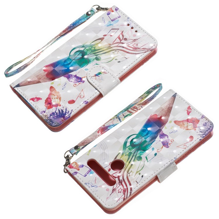 Light Spot Decor Patterned Leather Wallet Case for LG G8 ThinQ - Pen and Note-5