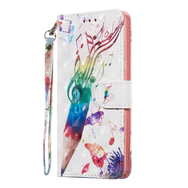Light Spot Decor Patterned Leather Wallet Case for LG G8 ThinQ - Pen and Note-7