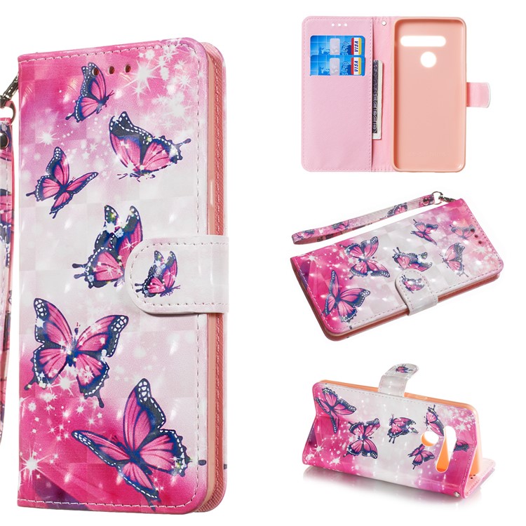 Light Spot Decor Patterned Leather Wallet Case for LG G8 ThinQ - Butterfly-1