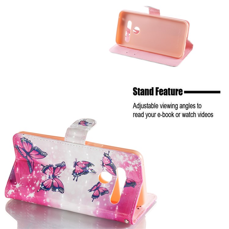 Light Spot Decor Patterned Leather Wallet Case for LG G8 ThinQ - Butterfly-2