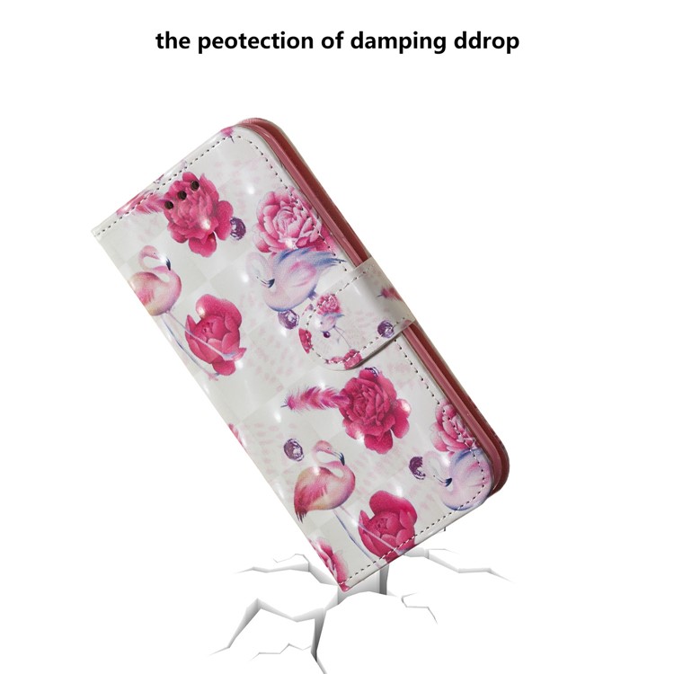 Light Spot Decor Patterned Leather Wallet Case for LG G8 ThinQ - Flower and Flamingo-4