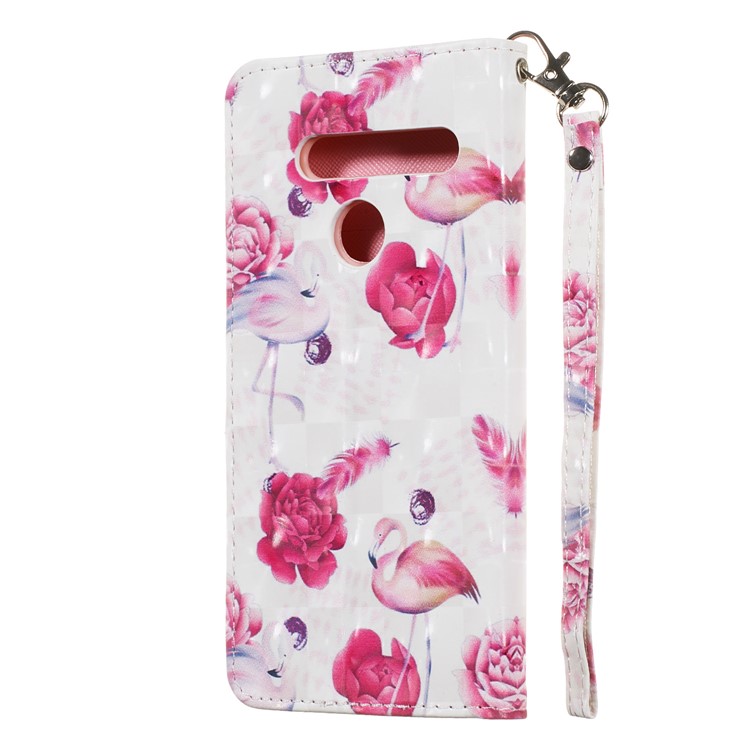 Light Spot Decor Patterned Leather Wallet Case for LG G8 ThinQ - Flower and Flamingo-8