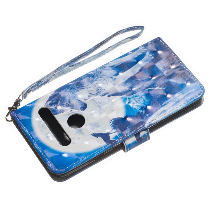 Light Spot Decor Patterned Leather Wallet Case for LG G8 ThinQ - Wolf-10