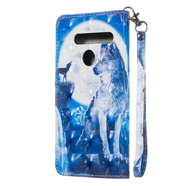 Light Spot Decor Patterned Leather Wallet Case for LG G8 ThinQ - Wolf-8