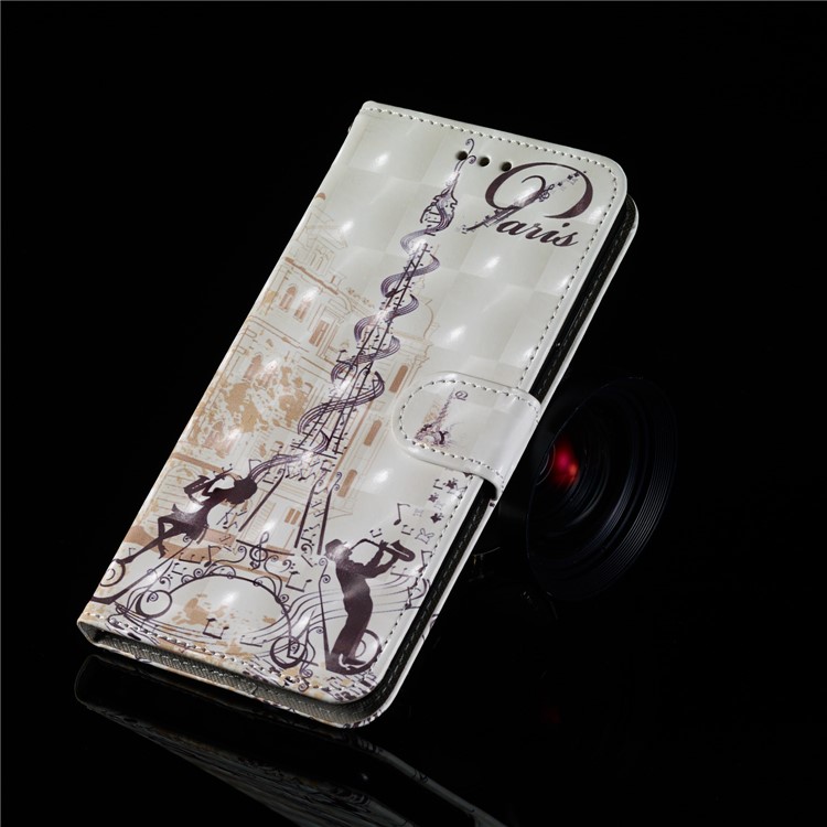 Light Spot Decor Patterned Leather Wallet Case for LG G8 ThinQ - Eiffel Tower-11