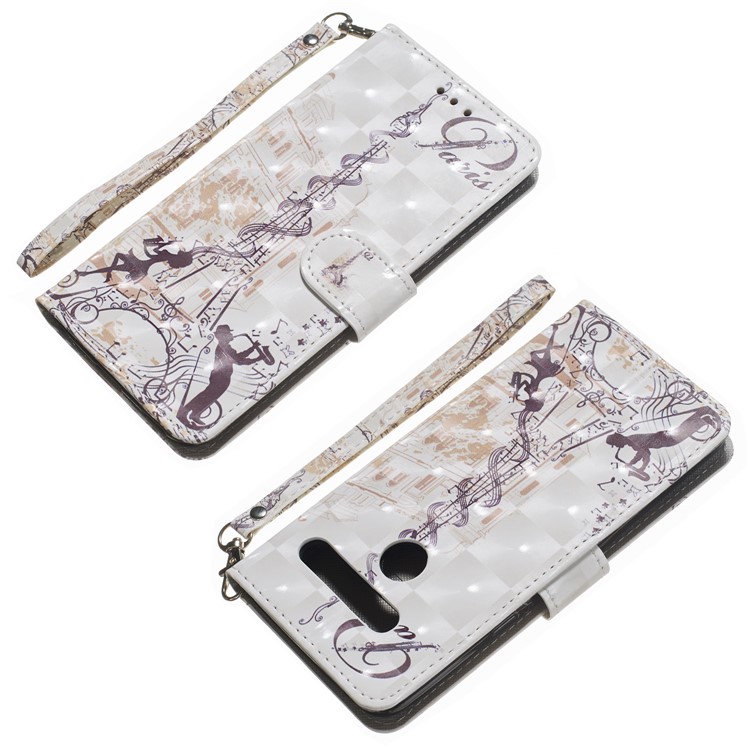 Light Spot Decor Patterned Leather Wallet Case for LG G8 ThinQ - Eiffel Tower-5