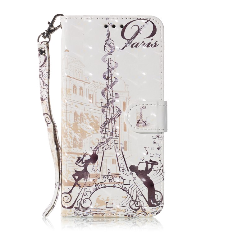 Light Spot Decor Patterned Leather Wallet Case for LG G8 ThinQ - Eiffel Tower-6