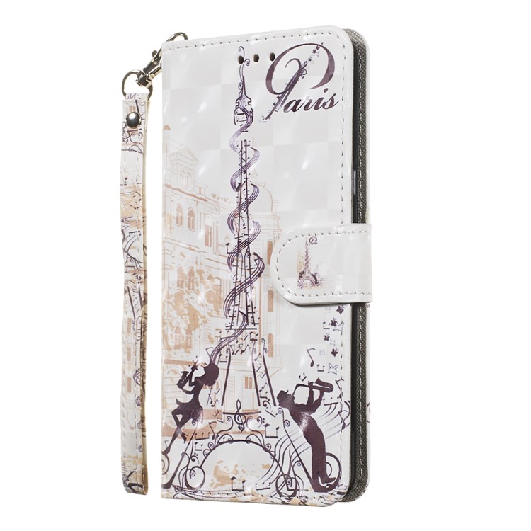 Light Spot Decor Patterned Leather Wallet Case for LG G8 ThinQ - Eiffel Tower-7