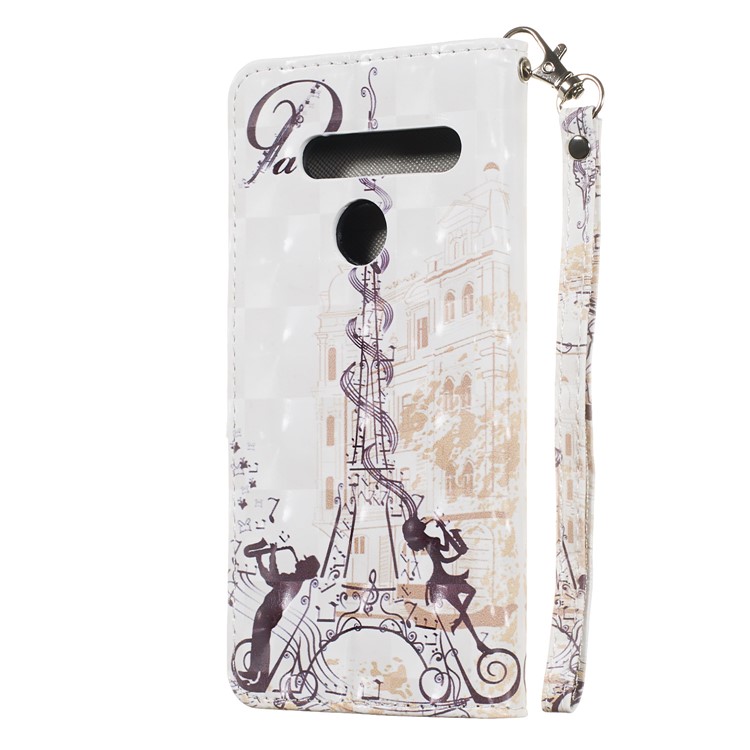 Light Spot Decor Patterned Leather Wallet Case for LG G8 ThinQ - Eiffel Tower-8