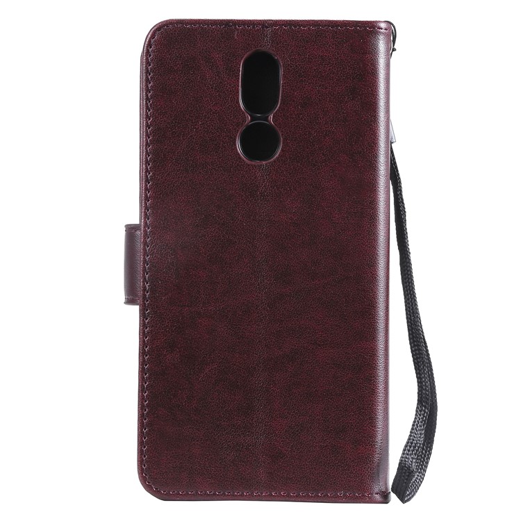 Imprinted Flower Owl Leather Phone Case for LG K40 / K12 Plus - Brown-3