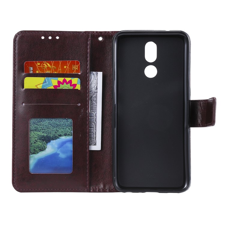 Imprinted Flower Owl Leather Phone Case for LG K40 / K12 Plus - Brown-4
