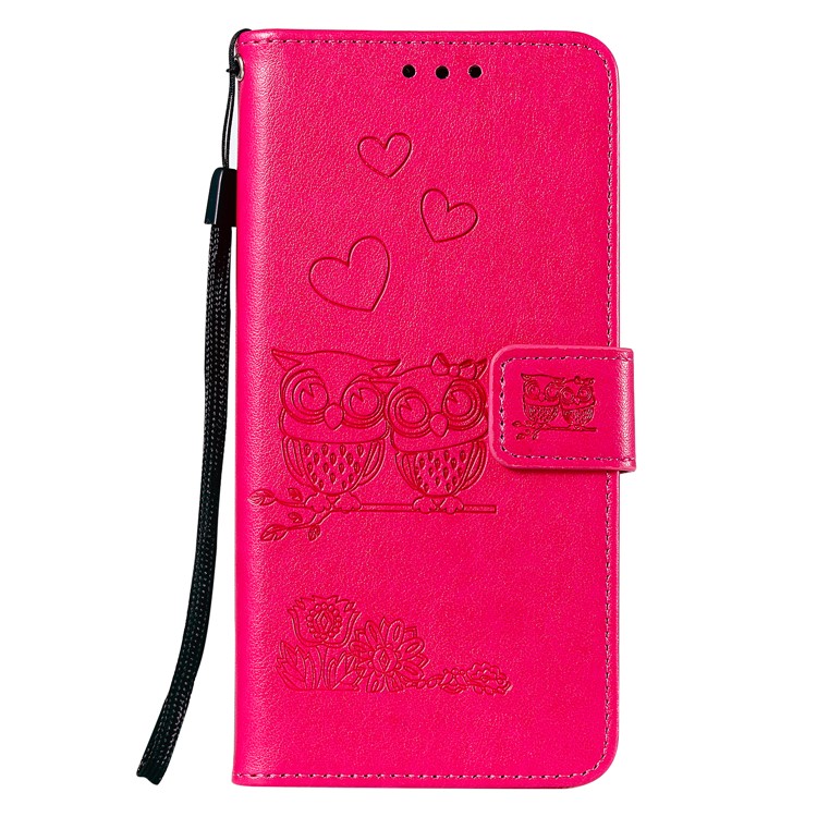 Imprinted Flower Owl Leather Phone Case for LG K40 / K12 Plus - Rose-2