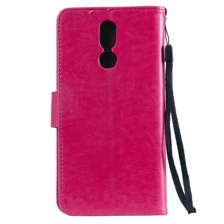 Imprinted Flower Owl Leather Phone Case for LG K40 / K12 Plus - Rose-3